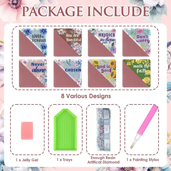 8 Pcs Christian Diamond Painting Bookmarks Kits {5}