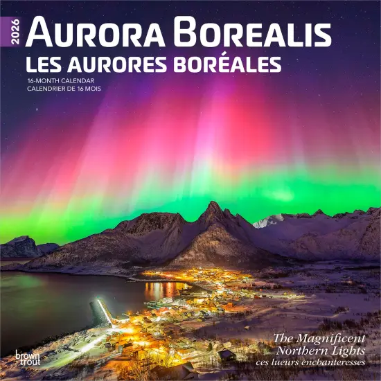 Aurora Borealis | 2026 12 x 24 Inch (Hanging) Monthly Square Wall Calendar | Foil Stamped Cover | English/French Bilingual | Plastic-Free {1}