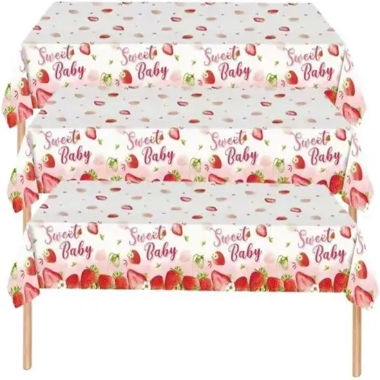 3Pcs Strawberry Party Tablecloth {4}