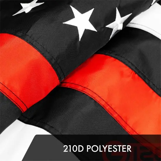 Thin Red Line Flag 210D Embroidered Polyester 2x3 Ft {4}