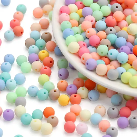 1000 Pieces 6MM Matte Mix Colors Acrylic Round Beads, Frosted Round Acrylic Balls Gumball Beads, Bubblegum Beads Chunky Beads, Plastic Resin Beads for Necklace and Bracelet Making, Crafting Supplies {1}
