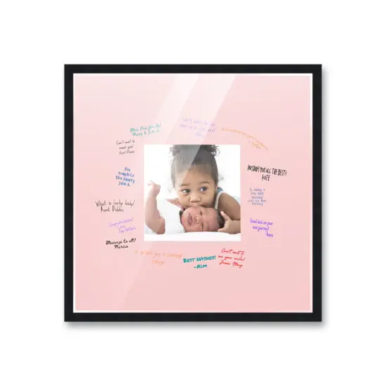 Autograph Black Wood Frame with Squre Pink Mat - Perfect for Event Signatures, Full-Color Pen Set Included - 3 Sizes Available {2}