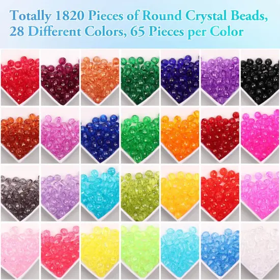 1820 Pieces Crystal Beads for Jewelry Making, Crystal Acrylic Beads Faceted Jewelry Beads Bicone Gem Beads for Jewelry Making (6 MM) {1}