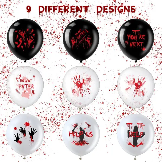 45 Pieces Scary Halloween Balloons 12 Inches Bloody Balloons Eye Blood Splatter Decorations Horror Balloons Zombie Latex Balloons for Birthday Vampire Haunted House Party Supplies (Scared Style) {1}