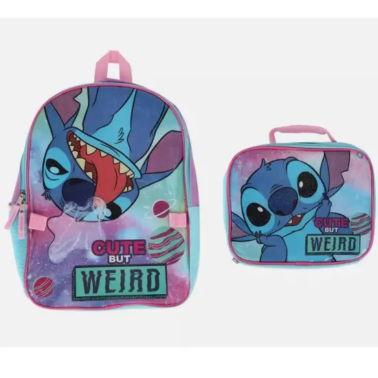 Disney Stitch 16" Backpack with Rectangle Lunch Bag {3}
