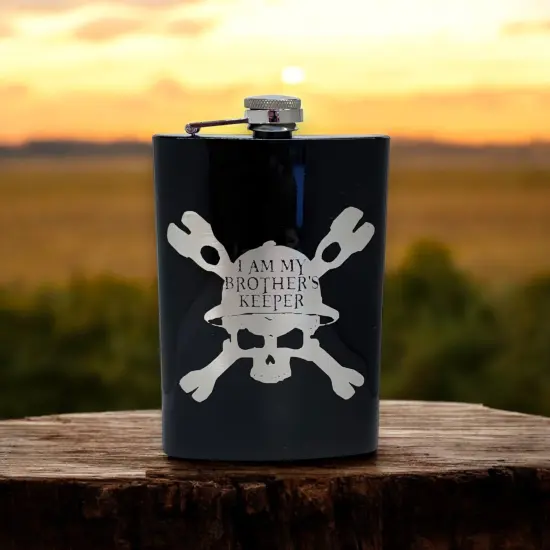 8oz BLACK Helmet Brothers Keeper Flask {4}