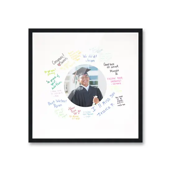 Autograph Black Wood Frame with Circle White Mat - Perfect for Event Signatures, Full-Color Pen Set Included - 3 Sizes Available {2}