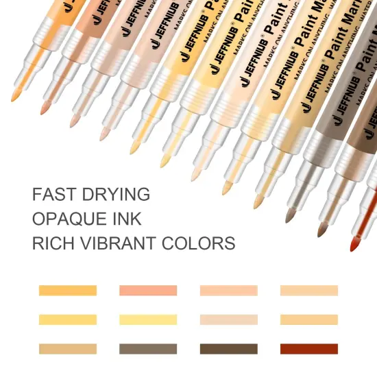 12 Pieces Skin Tone Acrylic Paint Pens, Paint Markers for Wood,Glass,Fabric,Rocks Painting Paint Pens (0.7skin tone) {1}