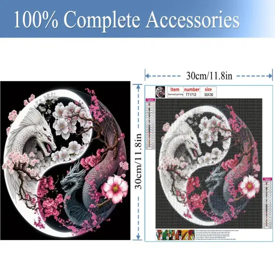 12x12 inch Dragon Diamond Painting Kits-Taichi Dragon Diamond Painting Kits for Adults,5D DIY Full Drill Dragon Diamond Art for Home Wall Decor {1}