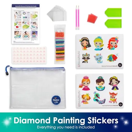 5D Diamond Painting Stickers Kits for Kids and Adult Beginners Gem Paint by Numbers Diamonds Arts for Boys and Girls Ages 6 7 8-12 DIY Princesses kit with Dots Gifts for Kid {1}
