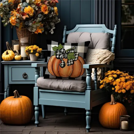 Fall Maple Leaf Pumpkin Throw Pillow Covers {5}