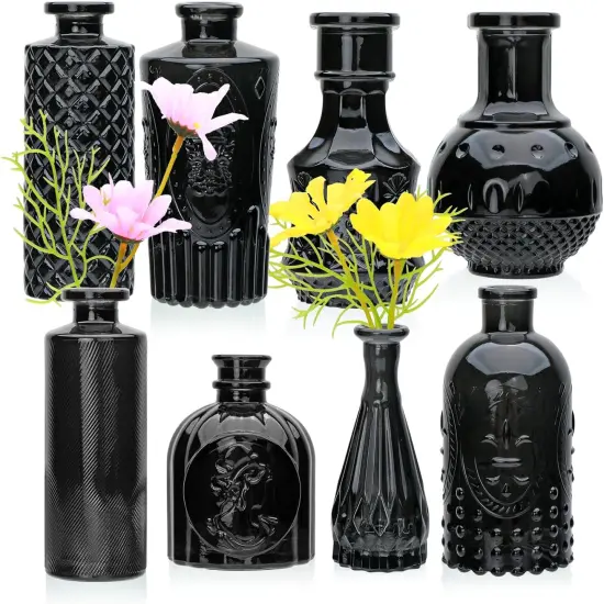 Set of 8 Glass Bud Vases Mini Flower Vases for Home Office Wedding Decor {2}