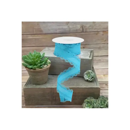 1.5" Scalloped Edge Ribbon: Turquoise (10 Yard) {3}