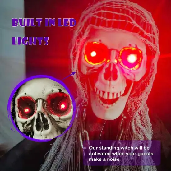 6ft Sound-Controlled Swinging Scary Skeleton Ghost Decoration {3}