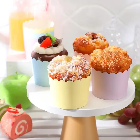 100 Pieces Baking Cups Cupcake Wrappers for Muffins 5.5 oz Multi Color Baking Cups for Desserts Baby Showers Birthday Party Celebrations (Pastel Color) {2}
