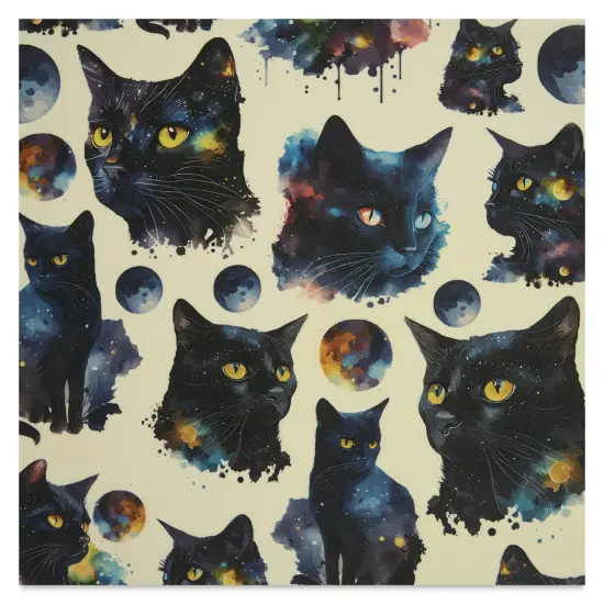 Elan Transfers Overglaze Decal Sheet - Celestial Cats {1}