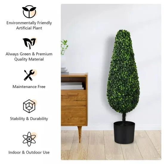 Costway 2 Pack 3' Artificial Tower Topiary Tree UV Resistant Indoor Outdoor {3}