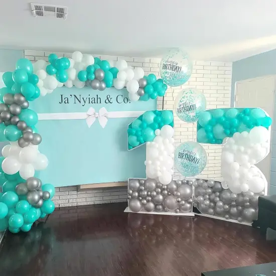 Teal Balloons 50 pcs 12 Inch Pearl Turquoise Aqua Blue Dark Teal Balloons for Graduation Wedding Baby Shower Bridal Shower Gender Reveal Anniversary Birthday Party Decorations Teal-Z13 {5}