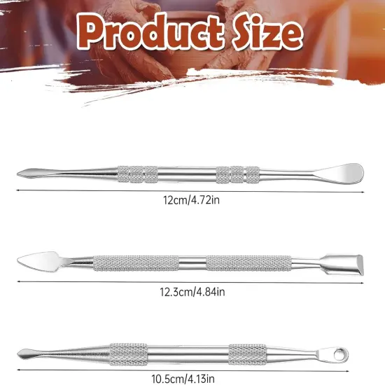 Wax Carving Tools Set, Stainless Steel Clay Sculpting Tools Double-Ended Pottery Carving Tools Wax Modeling Tools Dental Carvers Tools Wax Accessories Modeling Sculpting and Shaping(3 Styles) {2}