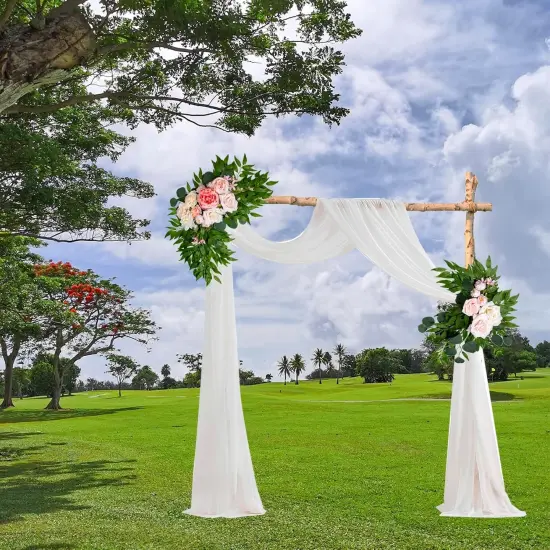 2 PCS - Dust Rose Flowers Silk Peony Floral Swag Welcome Sign(Pink) {5}