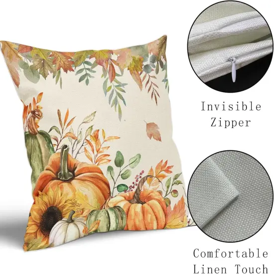Autumn Pumpkin Maple Leaves Decorative Pillow Covers {4}