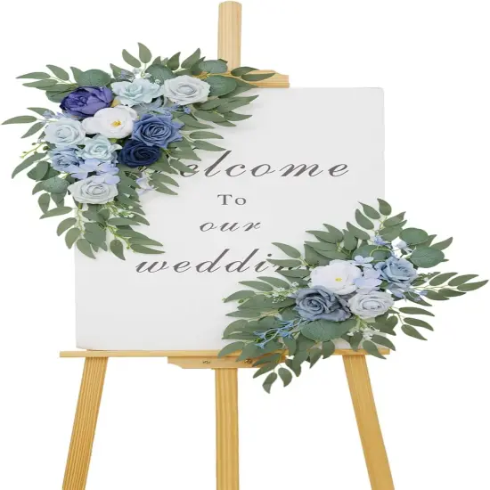 Pack of 2 -Wedding Welcome Signs Floral,Wedding Arch Flowers for Wedding Decorations {1}