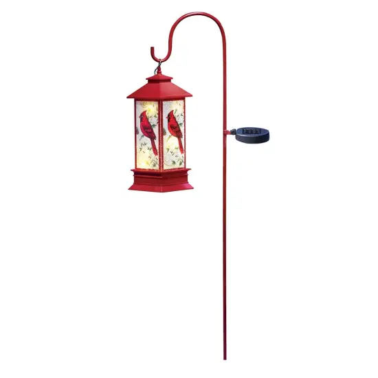 Collections Etc Solar Powered Cardinal Christmas Lantern with Shepherds Hook {2}