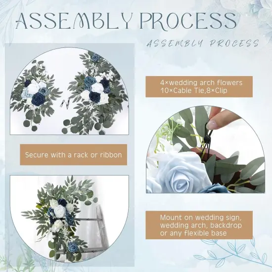 Set of 4 Artificial Flower Swag Wedding Faux Floral Swag with 10 Cable Tie and 8 Clip {4}