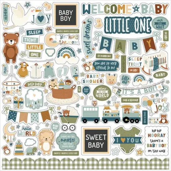 Echo Park Special Delivery Baby Boy 12 x 12 Cardstock Element Stickers {1}