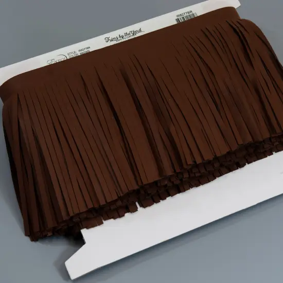 10 Yards of 6" Premium Vegan Leather Fringe Trim | 10 yard cut Brown {3}
