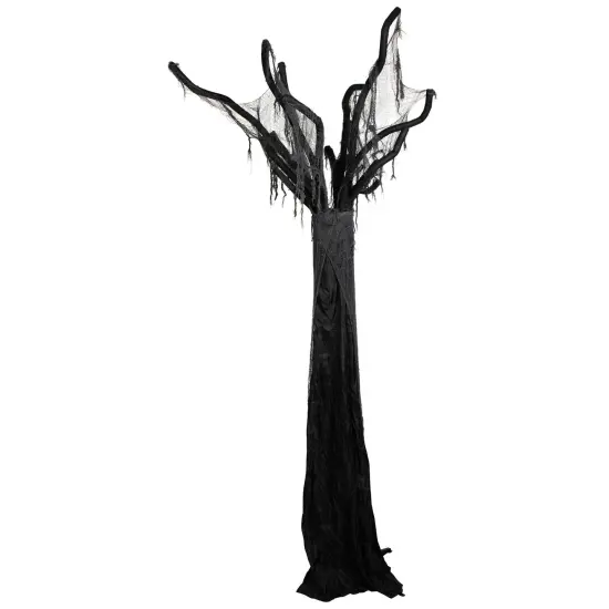 Northlight Standing Draped Ghost Tree Halloween Decoration - 7.5' - Black and Gray {4}