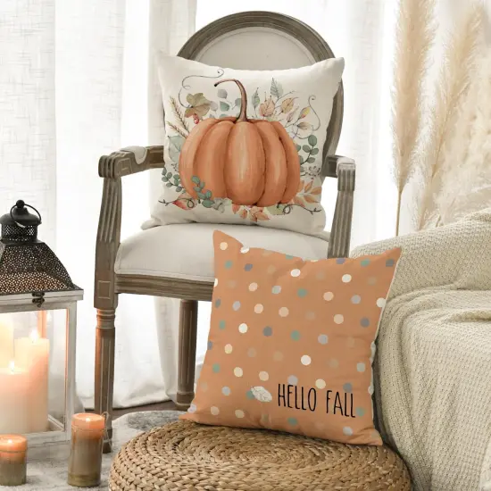 Set of 4 - Hello Fall Hello Pumpkin Throw Pillow Covers, 20 x 20 Inch {5}