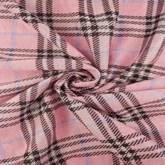 1 Yard Double Knit Jacquard Plaid Fabric Stretch Polyester Spandex 58/60 Inches Wide Blue/Red {2}