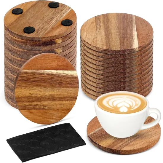 24PCS Wood Coasters Round Wooden Coasters {1}