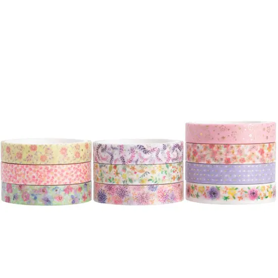 10 Rolls Sparkling Washi Tape - (Beautiful Flowers) {3}