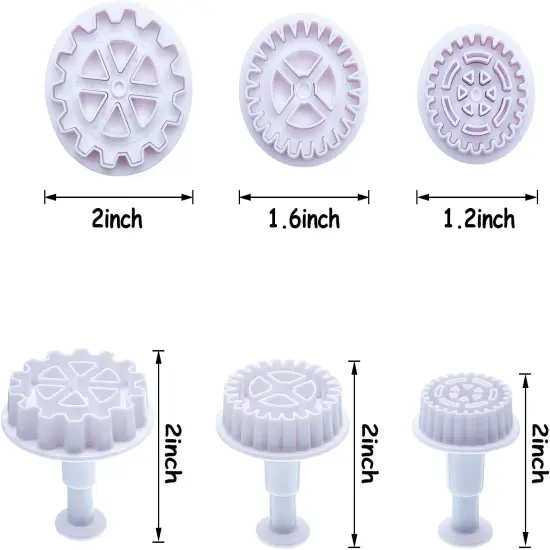 6 Pieces Gear Cookie Cutters Steampunk Fondant Molds Cogs Mold Clock Wheel {2}