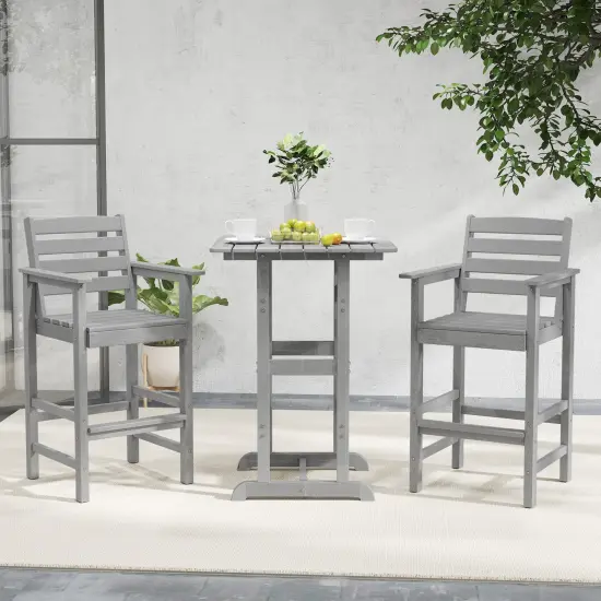 Set of 2 Patio HDPE Adirondack Bar Chairs with Wide Armrests and Inclined Backrest Perfect for Outdoor Use Grey {1}