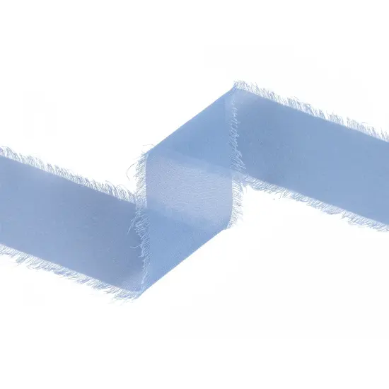 LaRibbons 1 1/2" Frayed Edge Chiffon Ribbon | 10 Yard Roll Blue {3}