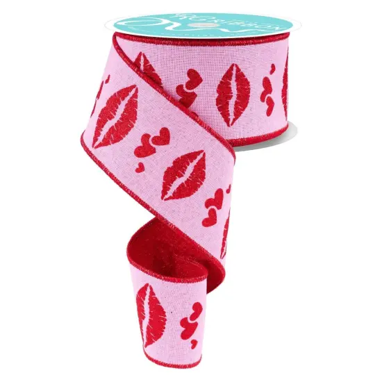 2.5" Double Layer Bold Lips Ribbon: Pink/Red (10 Yards) {1}