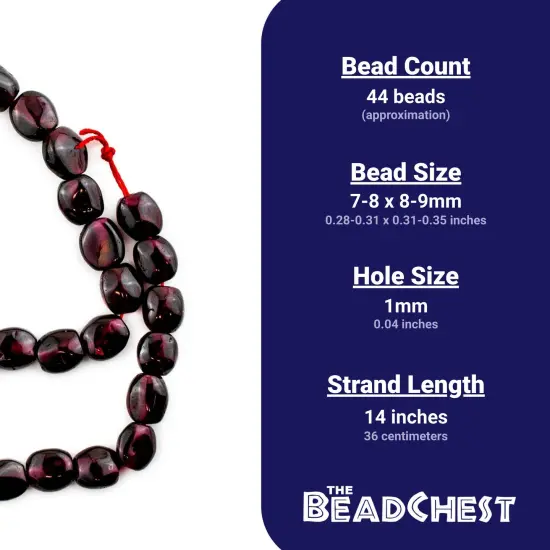 The Bead Chest Oval Nugget Garnet Beads (8mm) {4}