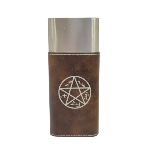 Cigar Case with Cutter - Demon Trap Leather Black/Silver {4}