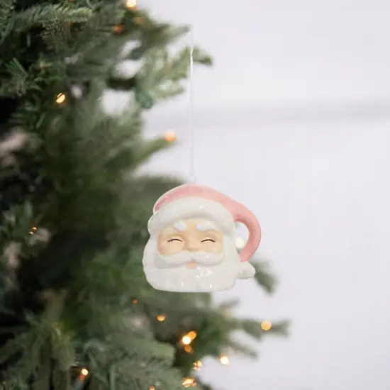 3.5" Pink Santa Ornament {3}