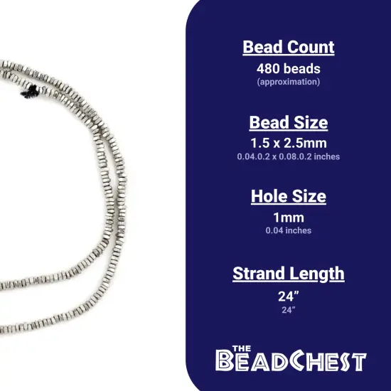 The Bead Chest Silver Faceted Square Heishi Beads (2.5mm) {4}