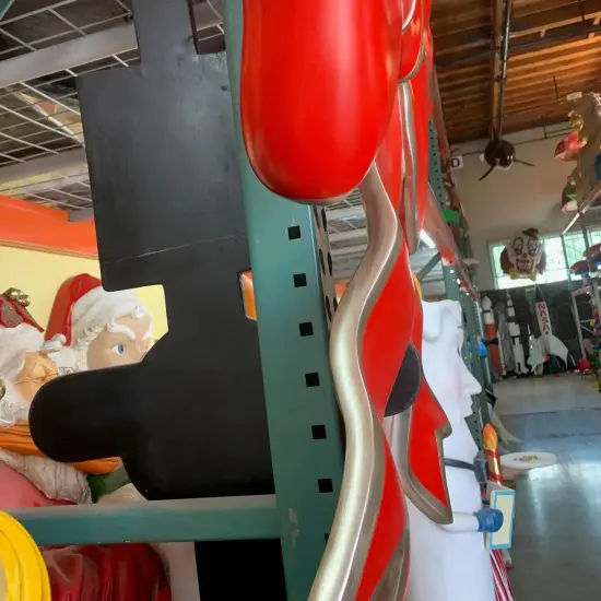 Hanging Red Ribbon Over Sized Statue {4}