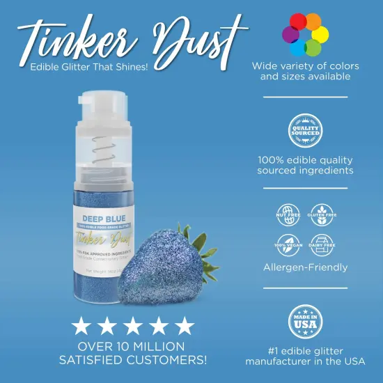 Bakell - Deep Blue Tinker Dust Edible Glitter (25g, 1x Spray Pump) for Food, Desserts, and Beverages! {3}