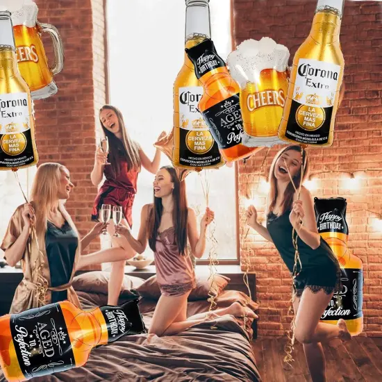 9pcs Corona Whisky Beer Mug Mylar Foil Helium Balloons, Men Women Boys Girls Beer Themed Birthday Party Decoration, Baby Shower Engagement Decoration Supplies {4}