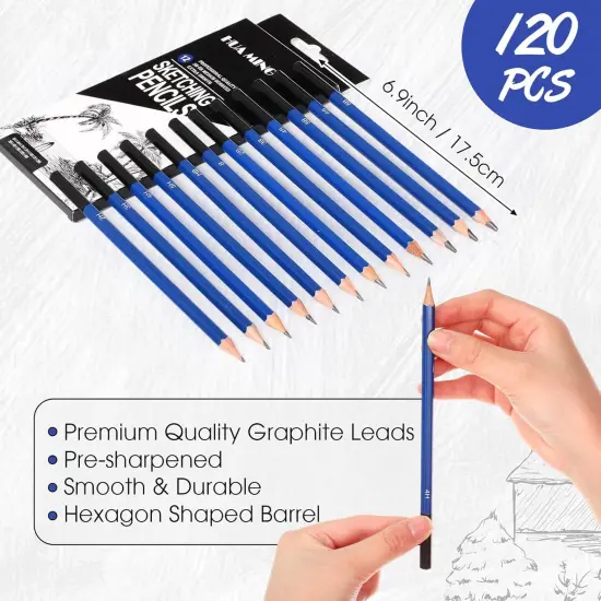 120 Pcs Graphite Sketch Pencil Set (8B - 5H) Professional Drawing Pencils for Beginners Pro Artists Drawing Art, Sketching {2}