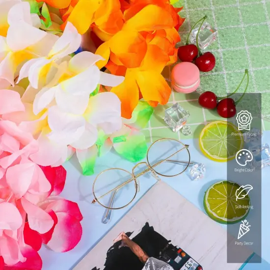 12 Pieces Summer Thickened Hawaiian Leis Necklace Hawaiian Garland for Hula Dance Luau Party, Floral Necklace Leis for Party Supplies Favors Celebrations and Decorations {5}