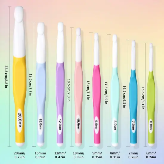 8 Sizes Big Crochet Hooks Ergonomic Set {5}
