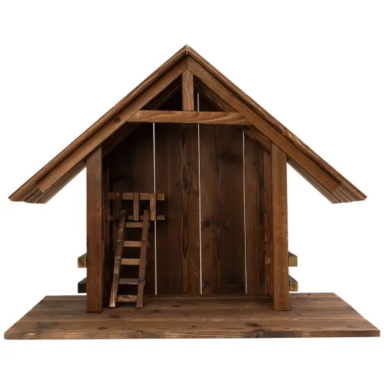 Northlight Wooden Nativity Stable with Ladder and Loft - 22" Brown {5}